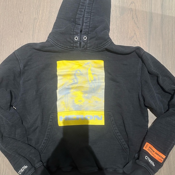 Heron Preston Black Hoodie with Orange Patch